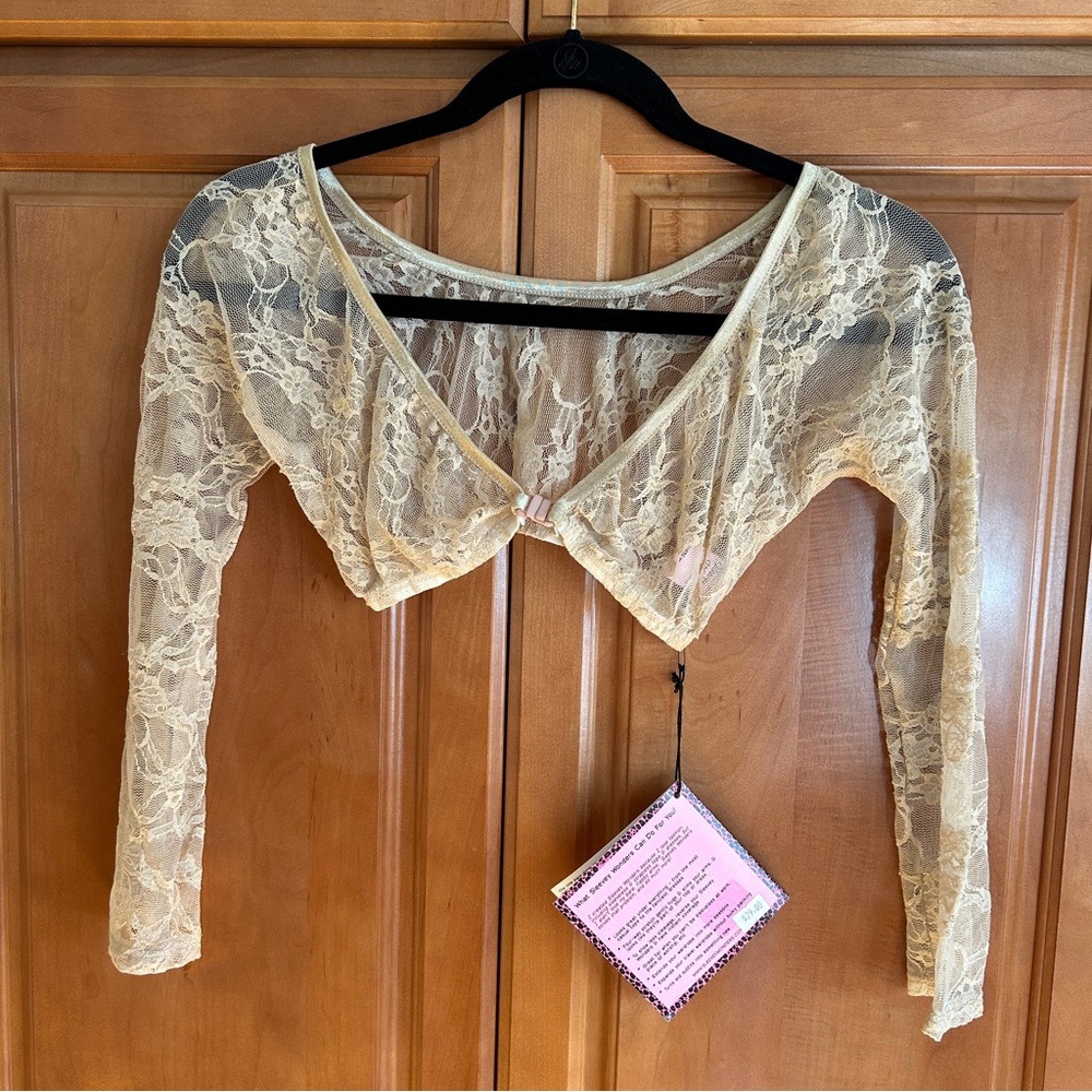 NWT Sleevey Wonders-Beige Lace-Only size XS available